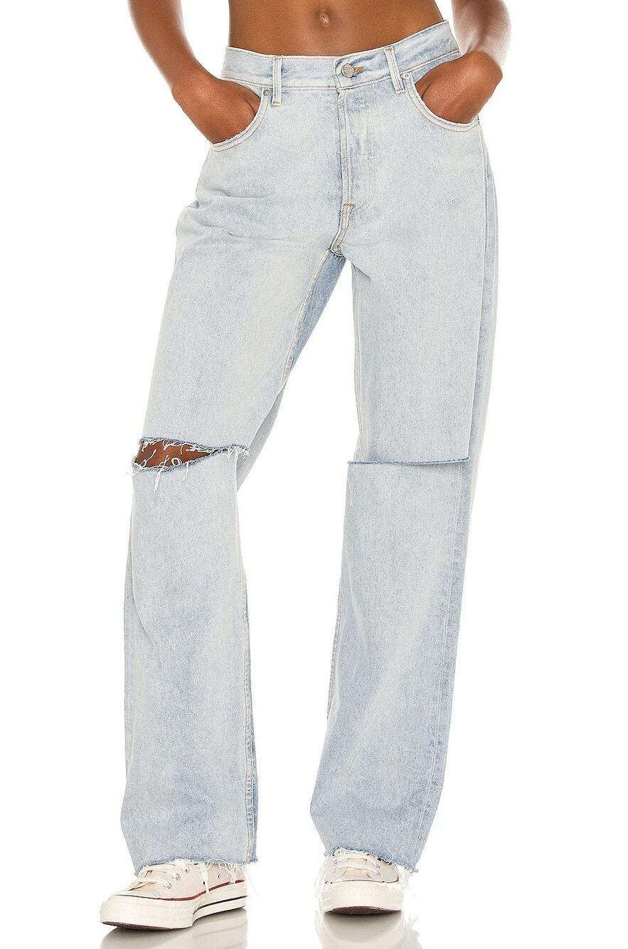 GRLFRND Bella Low Boyfriend Jeans Distressed Button Fly Echo Park 100% Cotton 24